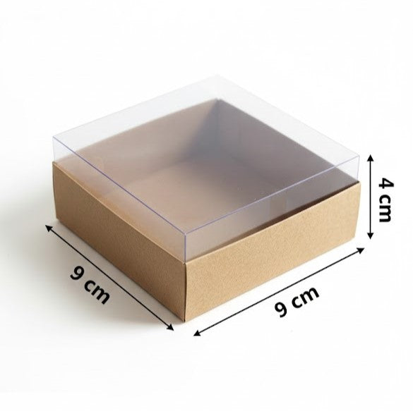 Ensemble Boîte carrée à base de papier kraf transparente 9x9x4 cm boîte,Pour Bougies,Henné et roses et cadeaux de fête