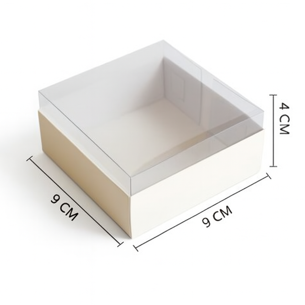 Ensemble Boîte carrée à base de papier blanc transparente 9x9x4 cm boîte,Pour Bougies,Henné et roses et cadeaux de fête