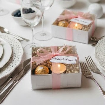 Ensemble Boîte carrée à base de papier blanc transparente 8x8x3cm boîte,Pour Bougies,Henné et roses et cadeaux de fête