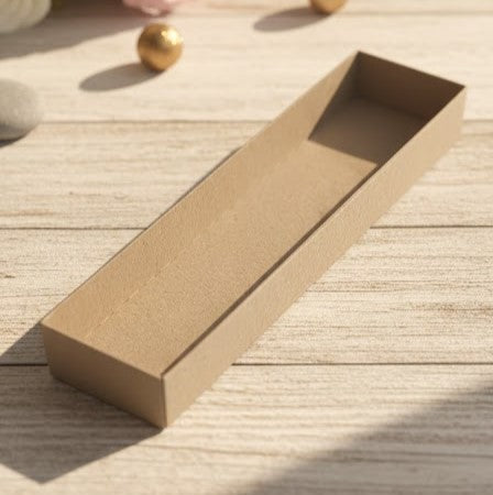 boîte en kraft rectangulaire (22 × 6 cm éventail en bois)