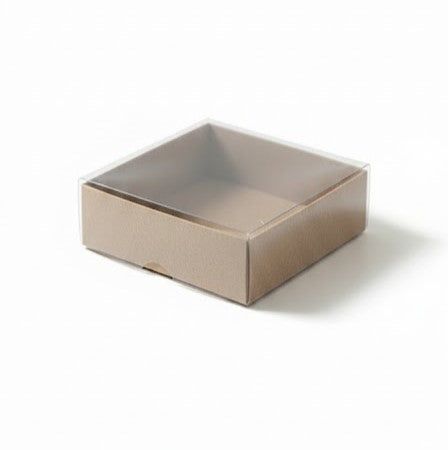 Ensemble Boîte carrée à base de papier kraft transparente 8x8x3 cm boîte,Pour Bougies,Henné et roses et cadeaux de fête