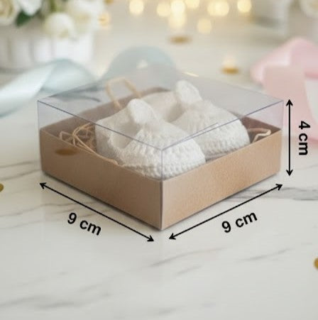 Ensemble Boîte carrée à base de papier kraf transparente 9x9x4 cm boîte,Pour Bougies,Henné et roses et cadeaux de fête