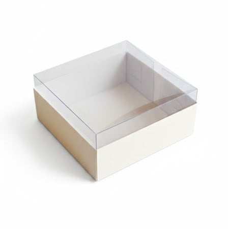 Ensemble Boîte carrée à base de papier blanc transparente 9x9x4 cm boîte,Pour Bougies,Henné et roses et cadeaux de fête
