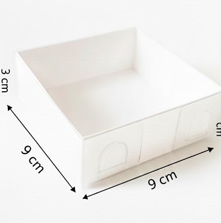 Ensemble Boîte carrée à base de papier blanc transparente 9x9x3 cm boîte,Pour Bougies,Henné et roses et cadeaux de fête