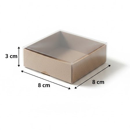 Ensemble Boîte carrée à base de papier kraft transparente 8x8x3 cm boîte,Pour Bougies,Henné et roses et cadeaux de fête