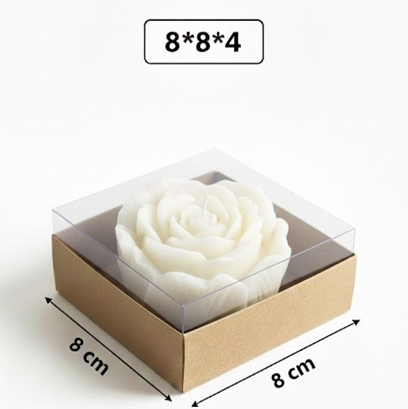 Ensemble Boîte carrée à base de papier kraft transparente 8x8x4 cm boîte,Pour Bougies,Henné et roses et cadeaux de fête