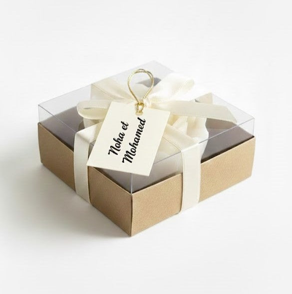 Ensemble Boîte carrée à base de papier kraft transparente 8x8x4 cm boîte,Pour Bougies,Henné et roses et cadeaux de fête